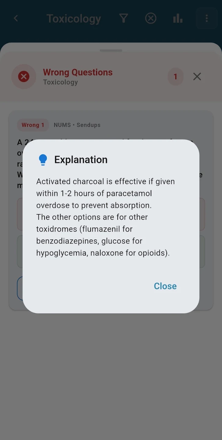 Medricks answer explanation dialog